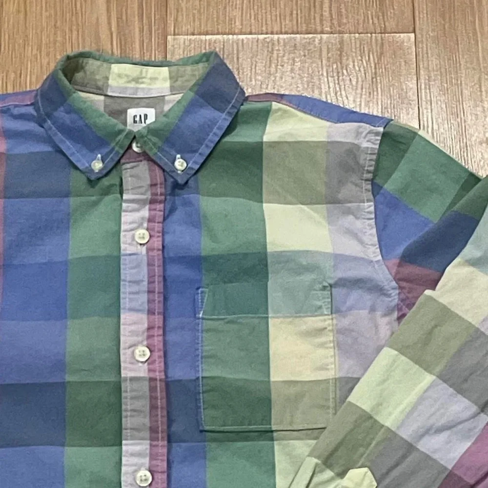 Gap Kids Boy’s XXL 14-16 Long Sleeve Button Up Shirt Color Block Preppy